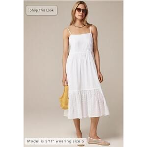 NWT J. Crew Sorrento Dress In Cotton Voile White L *Flaw